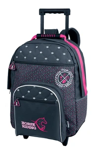 Sac à dos à roulettes Cheval gris et rose