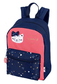 Sac à dos Chat Miaou maternelle rose et bleu