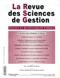 Jean-Jacques Pluchart et Christian Prat dit Hauret - La Revue des Sciences de Gestion N° 216, Novembre-déc : Finances et responsabilité éthique.
