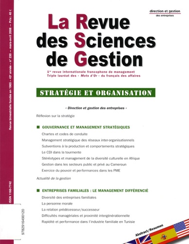 Philippe Naszalyi - La Revue des Sciences de Gestion N° 230, Mars-Avril 2 : Stratégie et organisation.