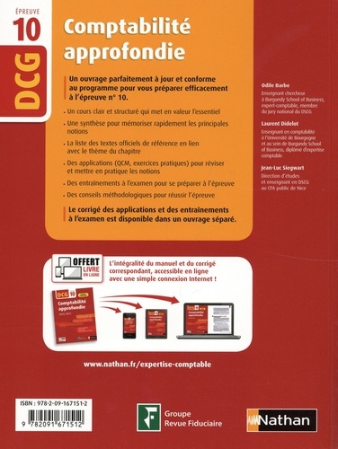 Comptabilité approfondie DCG 10. Manuel & applications  Edition 2020-2021