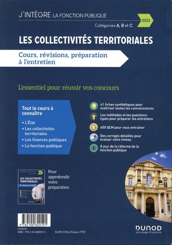 Les collectivités territoriales Catégories A, B et C. Cours, révisions, préparation à l'entretien  Edition 2021