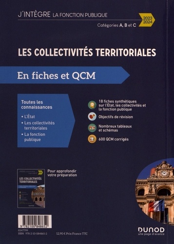 Les collectivités territoriales en fiches et QCM. Catégories A, B et C  Edition 2023-2024