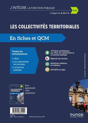 Les collectivités territoriales en fiches et QCM. Catégories A, B et C  Edition 2024-2025