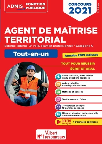 Concours Agent de maîtrise territorial - Catégorie C - Tout-en-un - Annales 2019 incluses. Externe, interne, 3e voie, examen professionnel - Concours 2021  Edition 2021