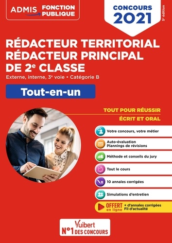 Concours Rédacteur territorial et Rédacteur principal de 2e classe - Catégorie B - Tout-en-un - F.... Externe, interne, 3e voie - Concours 2021  Edition 2021