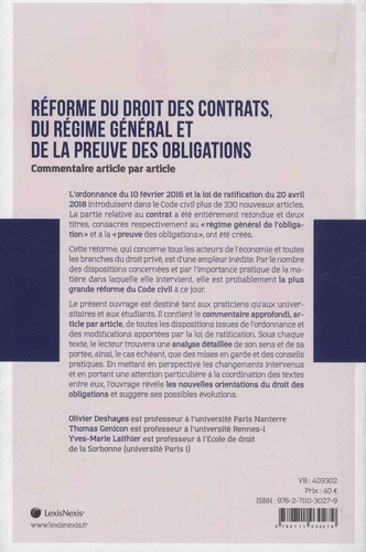 Réforme du droit des contrats du régime général. Commentaire article par article 2e édition