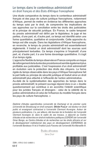 Le temps dans le contentieux administratif en droit français et des Etats d'Afrique francophone