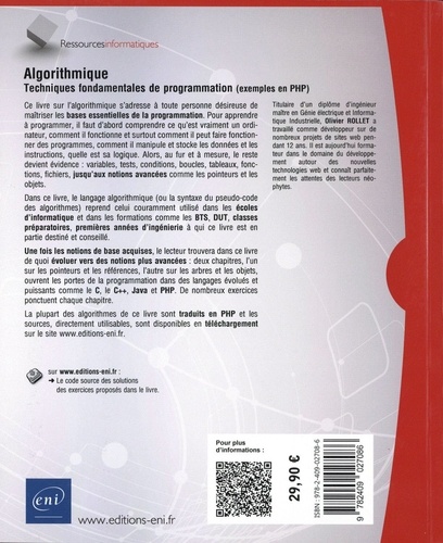 Algorithmique. Techniques fondamentales de programmation, exemples en PHP (nombreux exercices corrigés) 3e édition