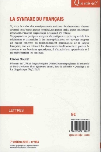 La syntaxe du français 7e édition