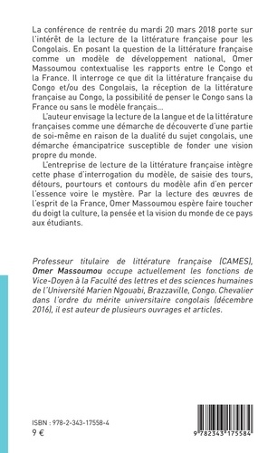 Littérature française, un modèle de développement national pour la République du Congo ?. Conférences de rentrée - Université Marien Ngouabi - Facultés des lettres et des sciences humaines