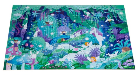 Puzzle phosphorescent La forêt magique. 100 pièces avec un poster à la taille du puzzle pour modèle