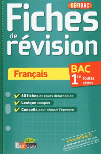 Français Bac 1re Toute Séries - Fiches De Révision