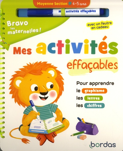 Mes Activités Effaçables Moyenne Section - Pour Apprendre Le Graphisme, Les Lettres, Les Chiffres - Avec Un Feutre