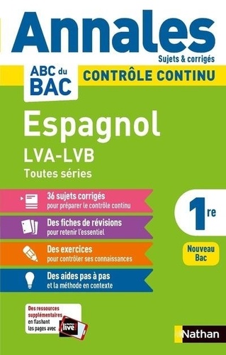 Espagnol Lva-Lvb Toutes Séries 1re - Sujets & Corrigés - Edition 2021