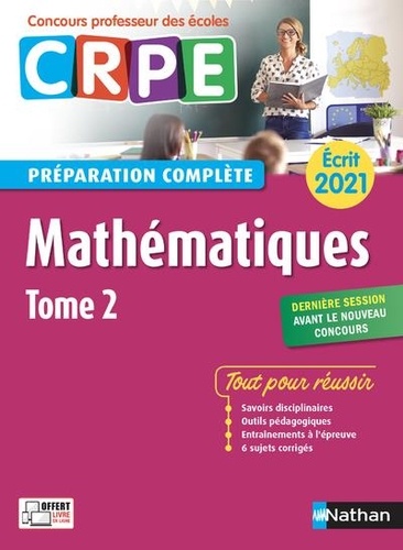 Mathématiques Écrit Crpe - Tome 2 - Edition 2020