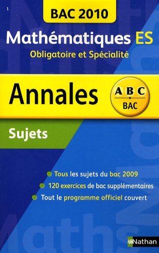 Annales Bac 2010, Mathématiques Es - Obligatoire Et Spécialité