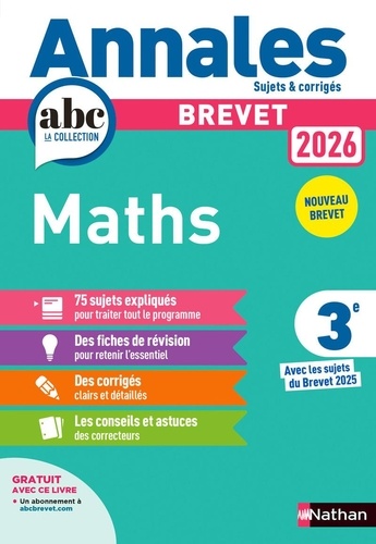 Mathématiques 3e - Annales Abc Du Brevet 2026
