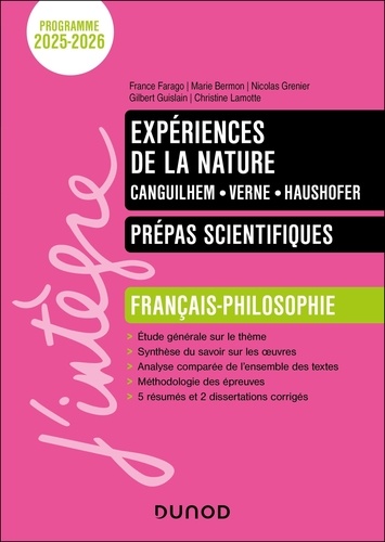 Expérience De La Nature - Canguilhem, Verne, Haushofer - Prépas Scientifiques Français-Philosophie
