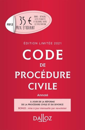 Code De Procédure Civile - Annoté - Code Dalloz Edition limitée