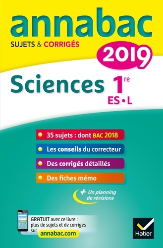 Sciences 1re Es, L - Sujets Et Corrigés - ANNABAC 2019