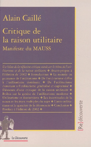 Critique De La Raison Utilitaire - Manifeste Du Mauss