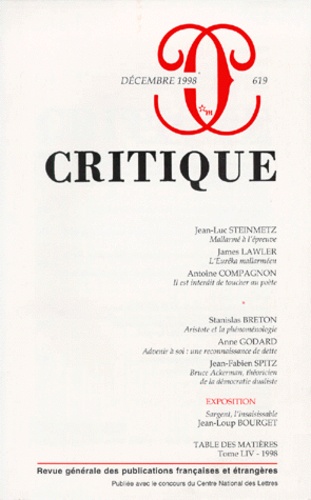 Critique Numero 619 Decembre 1998