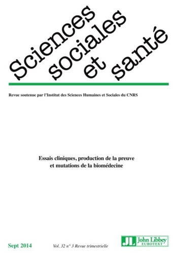 Sciences Sociales Et Santé Volume 32 N° 3/2014