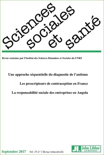 Sciences Sociales Et Santé Volume 35 N° 3, Septembre 2017