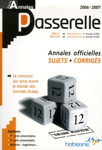 Annales Passerelle Esc Concours 2006 - Sujets Et Corrigés