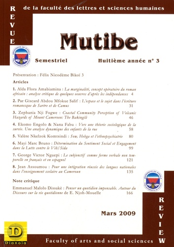 Mutibe N° 3, Mars 2009