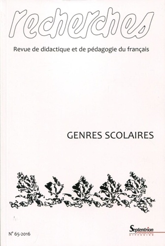 Recherches N° 65, Décembre 2016 - Genres Scolaires