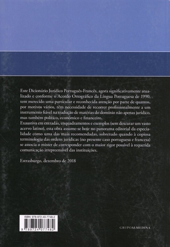 Dicionario juridico português-francês. Dictionnaire juridique portugais-français 3e édition revue et augmentée