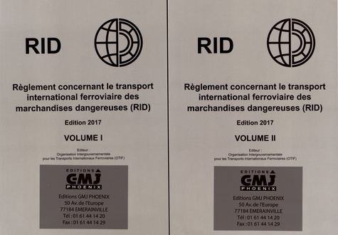  OTIF - Règlement concernant le transport international ferroviaire des marchandises dangereuses (RID) - 2 volumes.