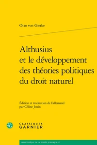 Althusius et le développement des théories politiques du droit naturel
