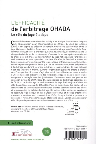L'efficacité de l'arbitrage OHADA. Le rôle du juge étatique