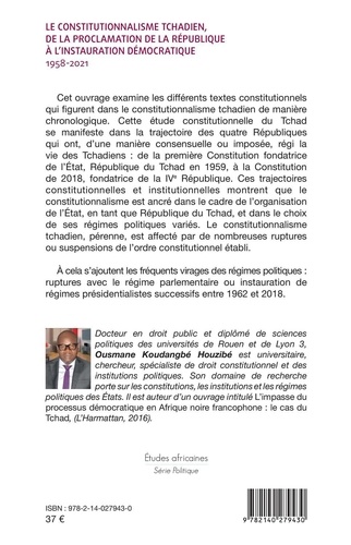Le constitutionnalisme tchadien, de la proclamation de la République à l'instauration démocratique. 1958-2021