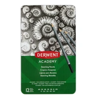 Derwent - academy - boîte métal 12 crayons sketching (6b à 5h)