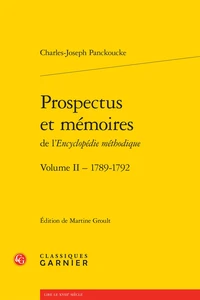 Prospectus et mémoires de l'Encyclopédie méthodique