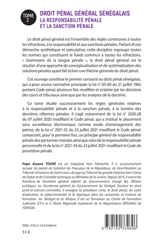 Droit pénal général sénégalais. La responsabilité pénale et la sanction pénale  Edition 2024