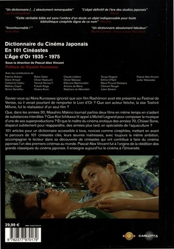 Dictionnaire du cinéma japonais en 101 cinéastes. L'Age d'or 1935-1975