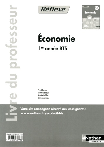 Pascal Besson et Dominique Boyer - Economie BTS 1re année - Livre du professeur.
