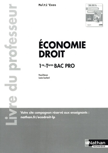 Economie-Droit 1re-Tle Bac Pro. Livre du professeur  Edition 2022
