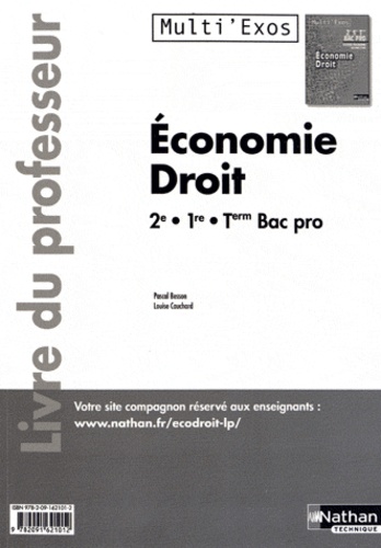 Pascal Besson et Louise Cauchard - Economie Droit, 2e 1ere Term Bac pro - Livre du professeur.