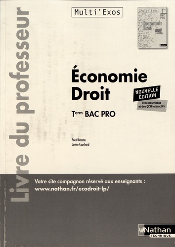 Pascal Besson et Louise Cauchard - Economie - Droit Tle Bac Pro - Livre du professeur.