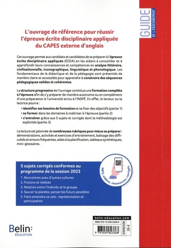 Réussir l'épreuve écrite disciplinaire appliquée. CAPES Anglais  Edition 2023