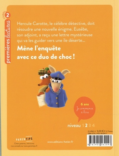 Hercule Carotte, détective Tome 2 Le message top secret. Niveau 2 CP/CE1