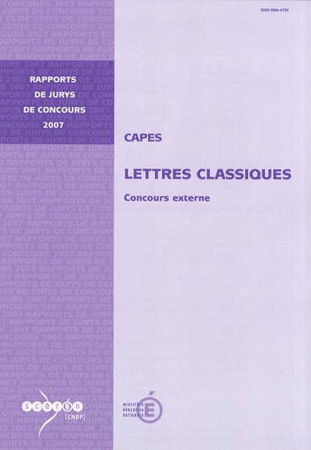 Pascal Charvet - CAPES Lettres classiques - Concours externe.