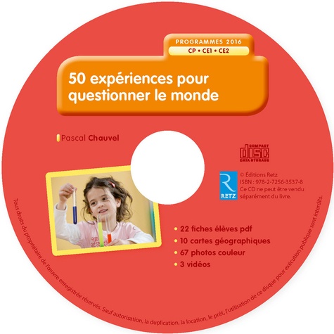 50 expériences pour questionner le monde CP-CE1-CE2  Edition 2016 -  avec 1 Cédérom