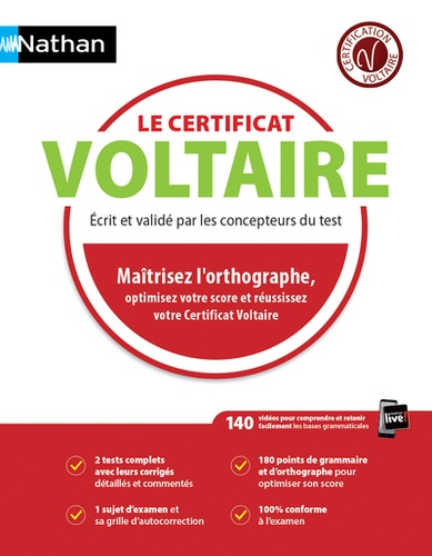 Le certificat Voltaire. Ecrit et validé par les concepteurs du test